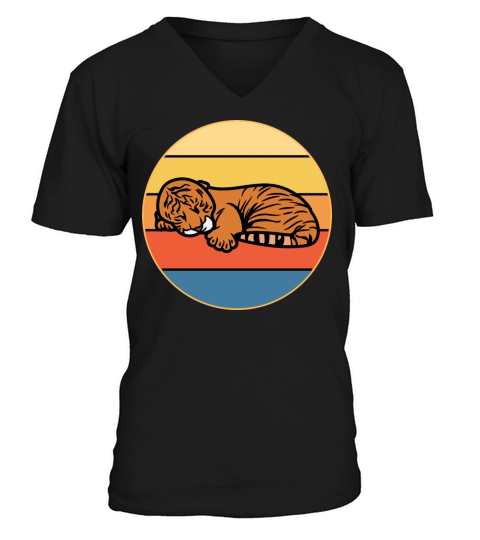 Tiger Big Cat Vintage Retro Sunset V-Neck T-shirt