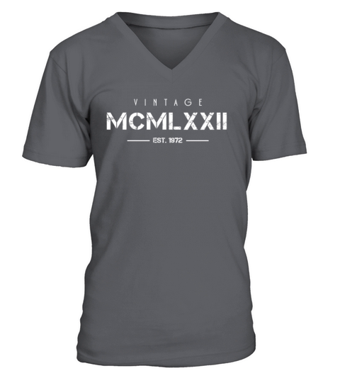 Vintage Born In 1972 Roman Numerals 50th V-Neck T-shirt