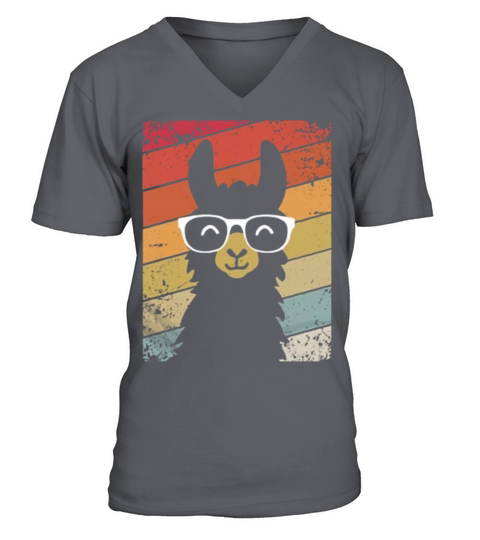 Vintage Llama Retro Colorful Alpaca V-Neck T-shirt