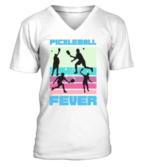 Vintage retro Pickleball fever blue and pink comp V-Neck T-shirt