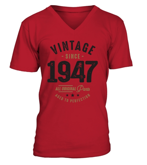 Vintage Since 1947 75th Birthday V-Neck T-shirt
