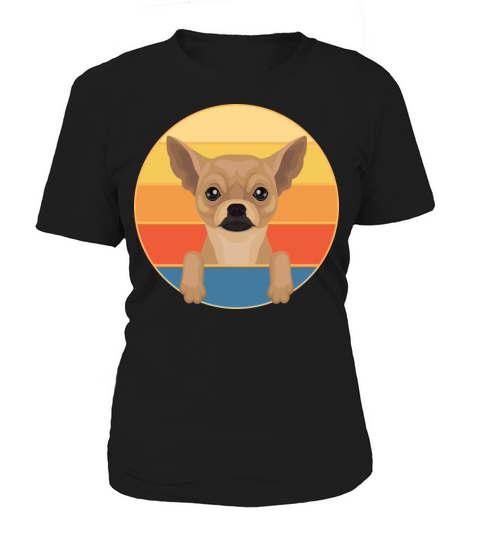 Cute Chihuahua Dog Breed Vintage Retro Sunset Women's T-Shirt