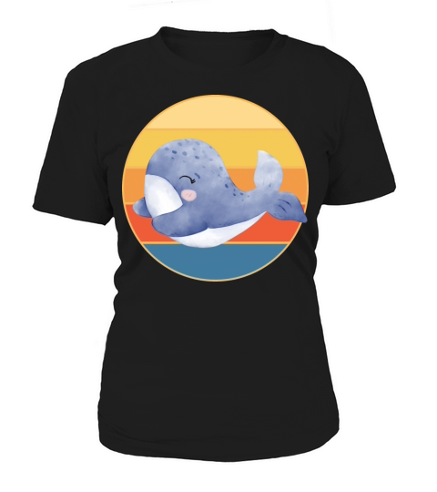Cute Kawaii Whale Retro Sunset Vintage Ocean Women's T-Shirt
