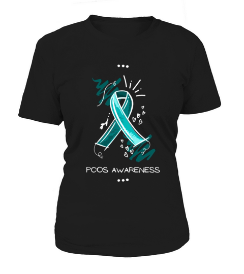 PCOS Awareness Teal Ribbon Hand Scribbles Women's T-Shirt