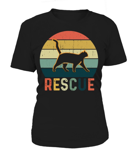 Vintage Cat Adoption Retro Sunset Rescue Cat Women's T-Shirt