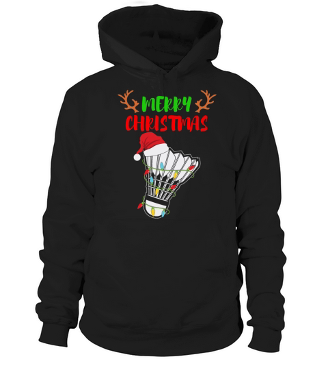 Badminton Christmas Lights Santa Hat Hoodie Unisex