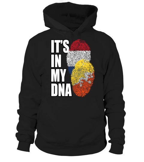 Bhutanese And Dutch Mix Heritage DNA Flag Hoodie Unisex