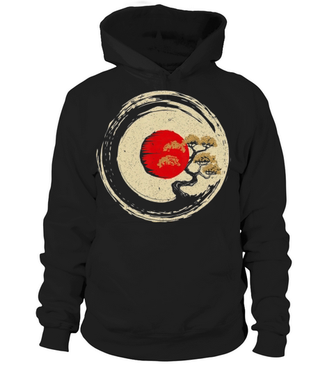 Bonsai Tree In Japanese Zen Buddhist Enso Circle Hoodie Unisex