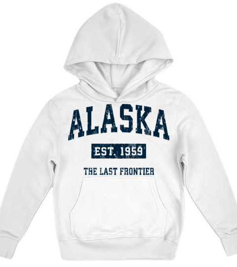 Alaska Vintage Athletic Sports Design Navy Print Kids Hoodie