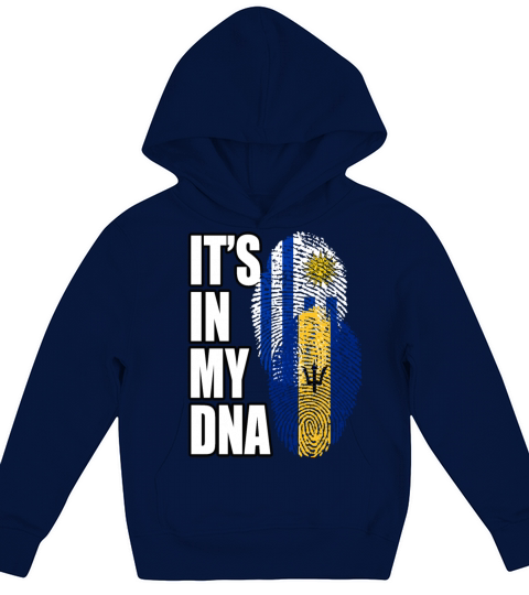 Barbadian And Uruguayan Mix Heritage DNA Flag Kids Hoodie