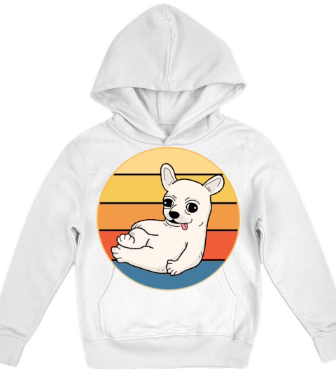 Cute Chihuahua Dog Breed Vintage Retro Sunset Kids Hoodie