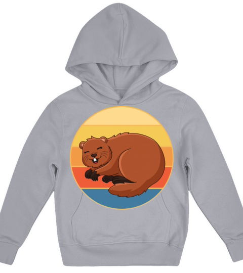 Cute Groundhog Retro Sunset Vintage Animal Lover Kids Hoodie