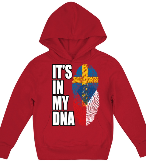 Czech And Swedish Mix Heritage DNA Flag Kids Hoodie