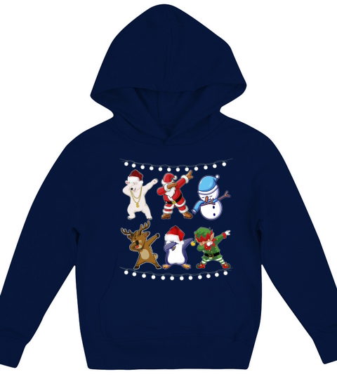 Dabbing Santa Elf Friends Christmas Kids Boys Men Kids Hoodie
