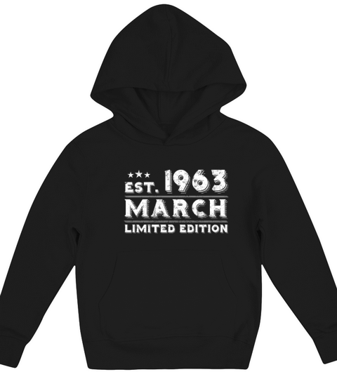 Est March 1963 - Birthday Present - Vintage Kids Hoodie