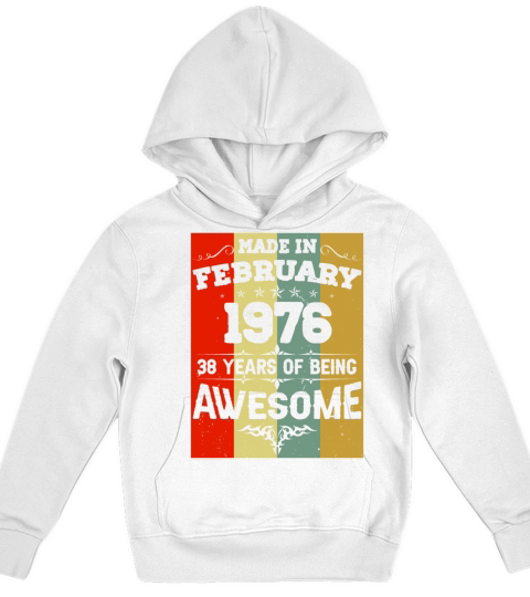 February 1976 Vintage Birthday Present Kids Hoodie