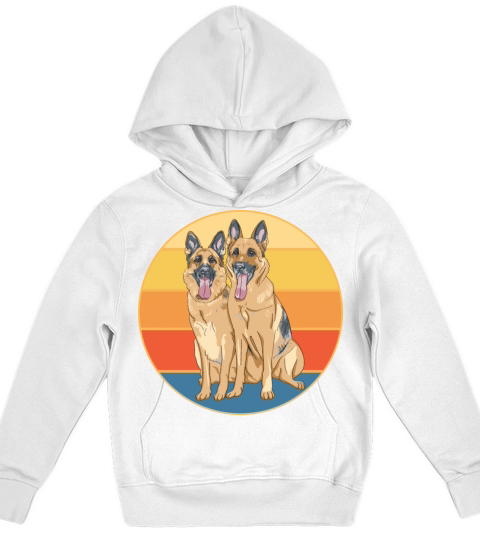 German Shepherd Dog Breed Vintage Retro Sunset Kids Hoodie