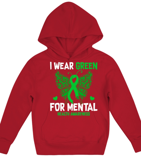 I Wear Green For Mental Health Awareness Month Kids Hoodie