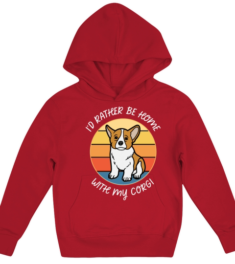 Id Rather Be Home With My Corgi Retro Sunset Kids Hoodie