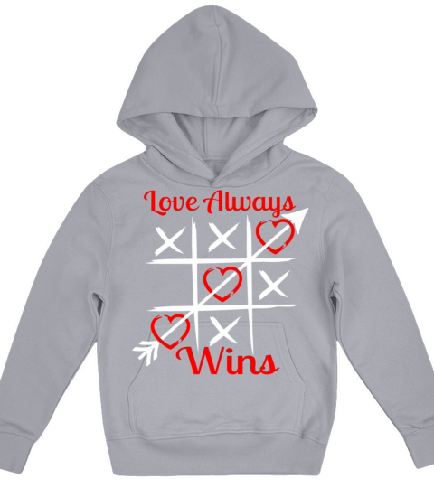 Vintage Valentines Day Love Always Wins Tic Tac To Kids Hoodie