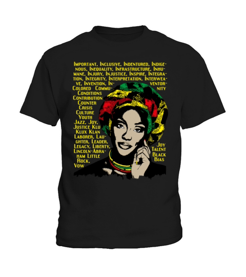 Black history month african women words design266 Kids T-Shirt