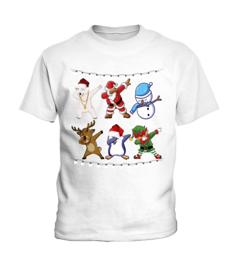 Dabbing Santa Elf Friends Christmas Kids Boys Men Kids T-Shirt