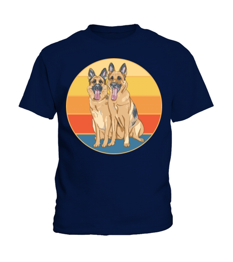 German Shepherd Dog Breed Vintage Retro Sunset Kids T-Shirt