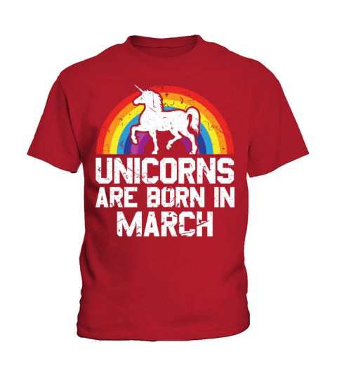 Unicorns Are Born In March Shirt Birthday Month Kids T-Shirt