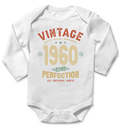 1960 Birthday 63 Years Old Long Sleeve Baby One-Piece