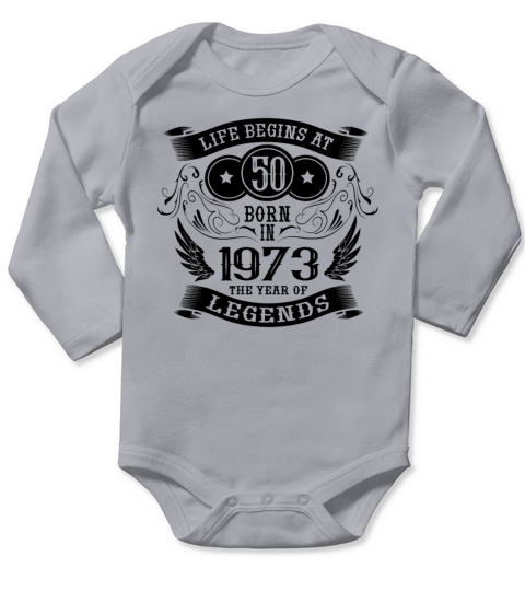 50th Birthday Gifts Life begins at 50 years old Long Sleeve Baby One-Piece