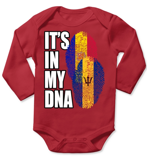 Barbadian And Andorran Mix Heritage DNA Flag Long Sleeve Baby One-Piece