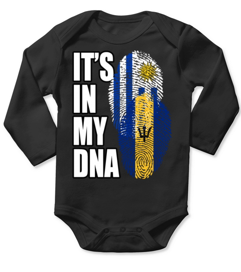 Barbadian And Uruguayan Mix Heritage DNA Flag Long Sleeve Baby One-Piece