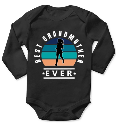 Best Grandmother Ever Jogging Vintage Sunset Long Sleeve Baby One-Piece