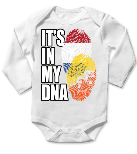 Bhutanese And Dutch Mix Heritage DNA Flag Long Sleeve Baby One-Piece
