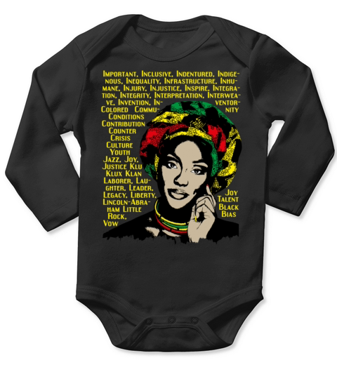 Black history month african women words design266 Long Sleeve Baby One-Piece
