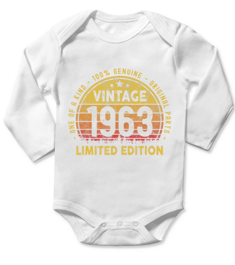 Born In 1963 Vintage 58th Birthday Long Sleeve Baby One-Piece