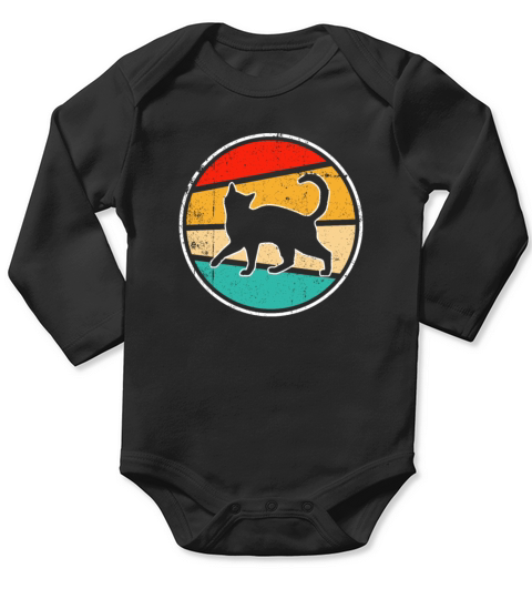cat retro Long Sleeve Baby One-Piece