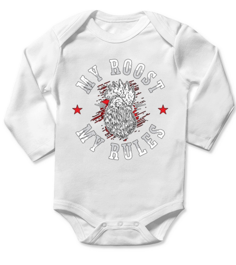 Cock My Roost My Rules Chicken Farming Cock Lover Long Sleeve Baby One-Piece
