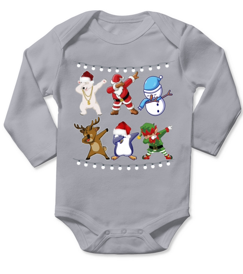 Dabbing Santa Elf Friends Christmas Kids Boys Men Long Sleeve Baby One-Piece