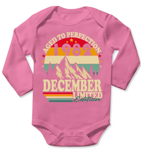December 1982 Vintage Retro Birthday Long Sleeve Baby One-Piece