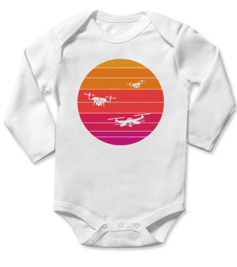 Drone Retro Vintage Long Sleeve Baby One-Piece