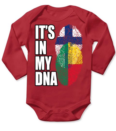Finland And Benin Mix Heritage DNA Flag Long Sleeve Baby One-Piece