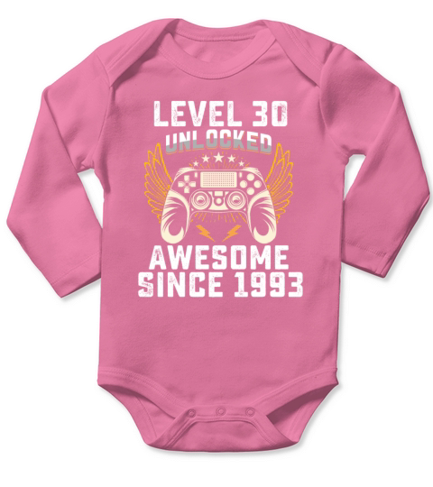 Gaming Level 30 Unlocked Awesome Since 1993 Long Sleeve Baby One-Piece