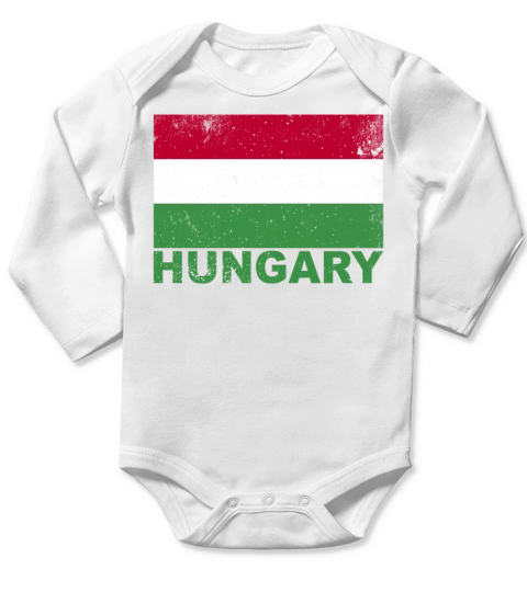Hungary Flag Vintage Hungarian Origin Nationality Long Sleeve Baby One-Piece