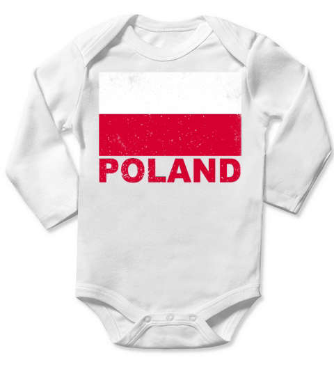Poland Flag Vintage Polish Nationality Grunge Trav Long Sleeve Baby One-Piece