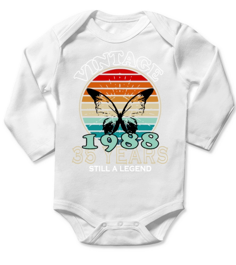 Retro Birthday Year Vintage 1988 Long Sleeve Baby One-Piece