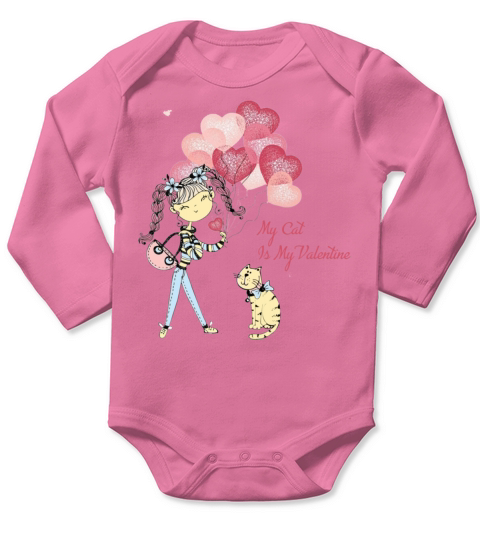 Sorry Girls My Cat Is My Valentine Funny Cat1238 Long Sleeve Baby One-Piece