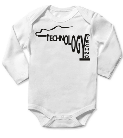 Technology Logo Design Black Long Sleeve Baby One-Piece