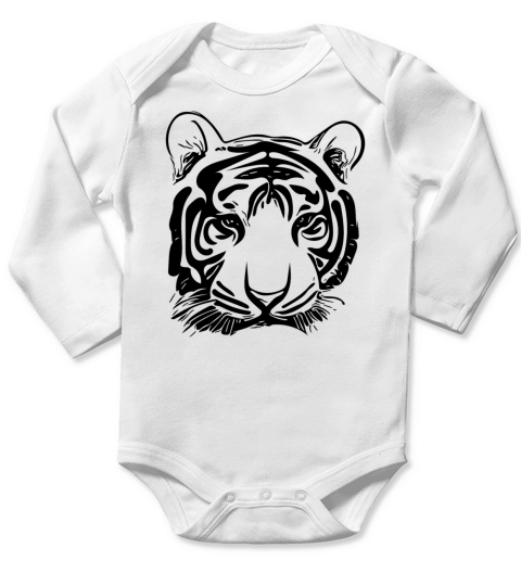 Tiger Big Cat With Vintage Stripe Pattern Long Sleeve Baby One-Piece