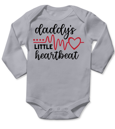 Valentimes Day Daddys Little Heartbeat Pregnant Long Sleeve Baby One-Piece